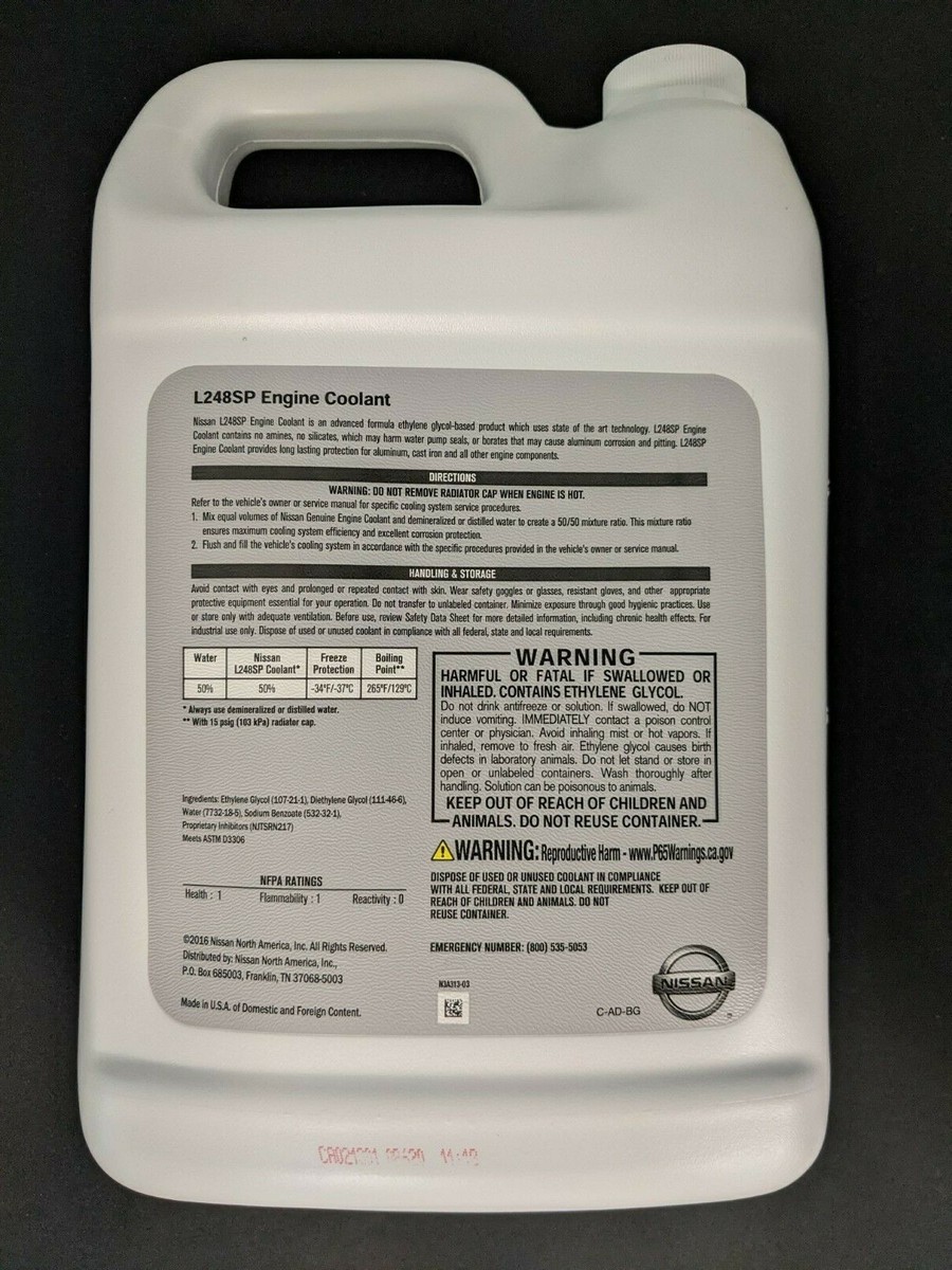 GENUINE OEM NISSAN L248SP Green Engine Coolant 1Gal - Nonsilicate