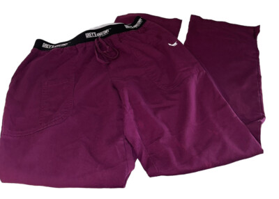 Greys Anatomy 3 Pocket Logo Waist Scrub Pants Sz M Purple