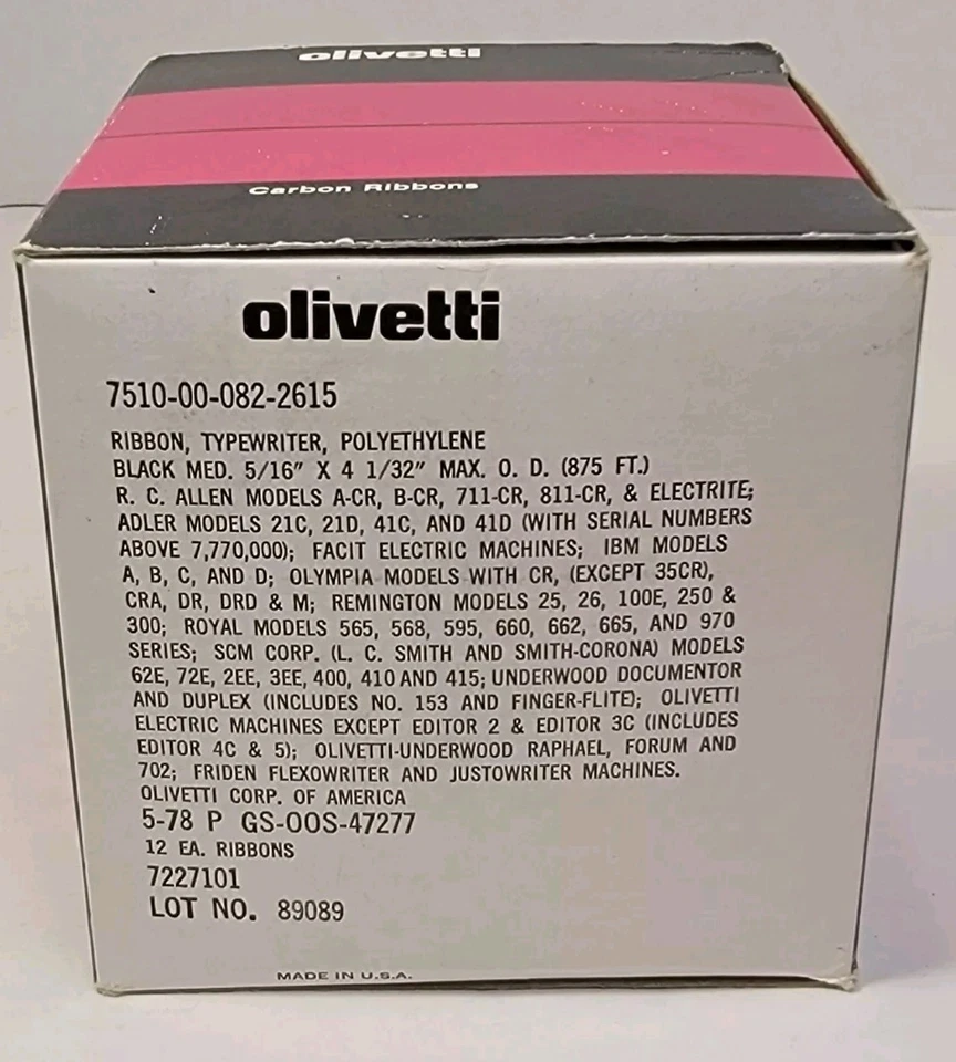 Cinta Olivetti 7 Pk, máquina de escribir, cintas de carbob de polietileno Foto 4 de 4