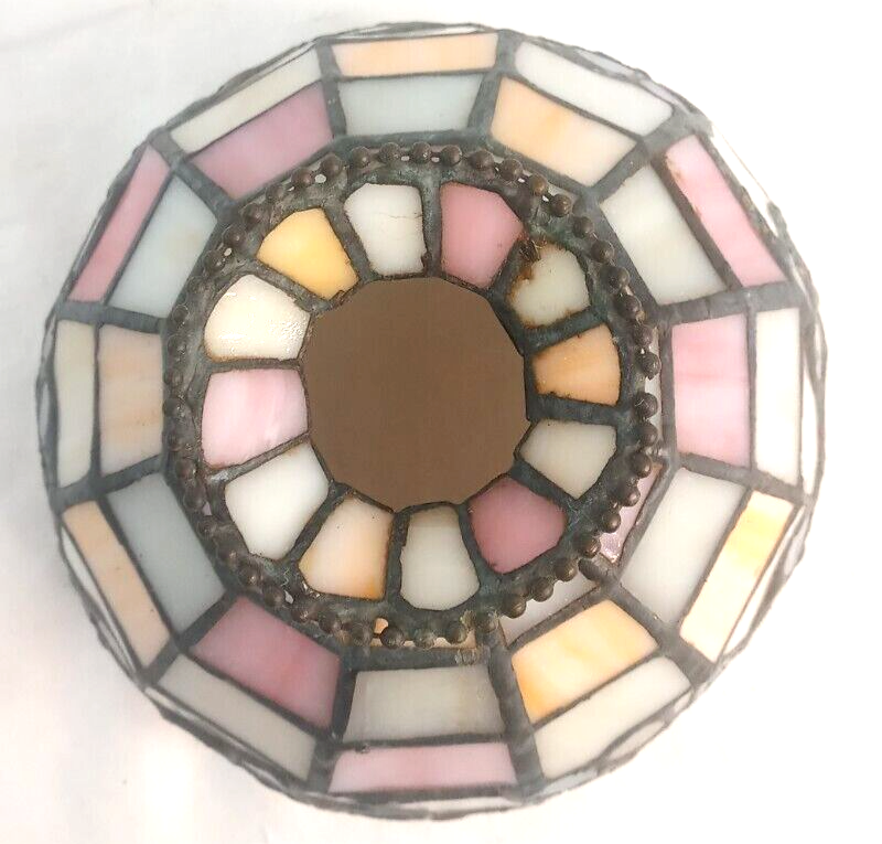 Vintage Small Stained Glass Lamp Shade Tiffiny Style Flowers Blue Pink 4.5X5.75" eBay