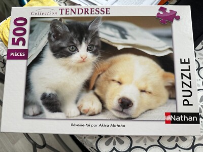 Puzzle complet 500 pièces Nathan Chien et Chat