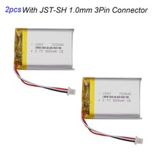 2pcs 3.7V 900mAh Rechargeable Li Battery Li-ion JST-SH 3pin 1.0mm Plug 703040