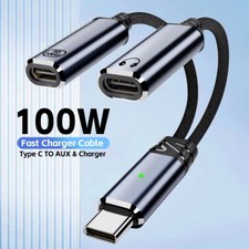 2 in 1 USB C to Aux Audio Jack with PD 100W Fast Charging Dongle Cable Headphone