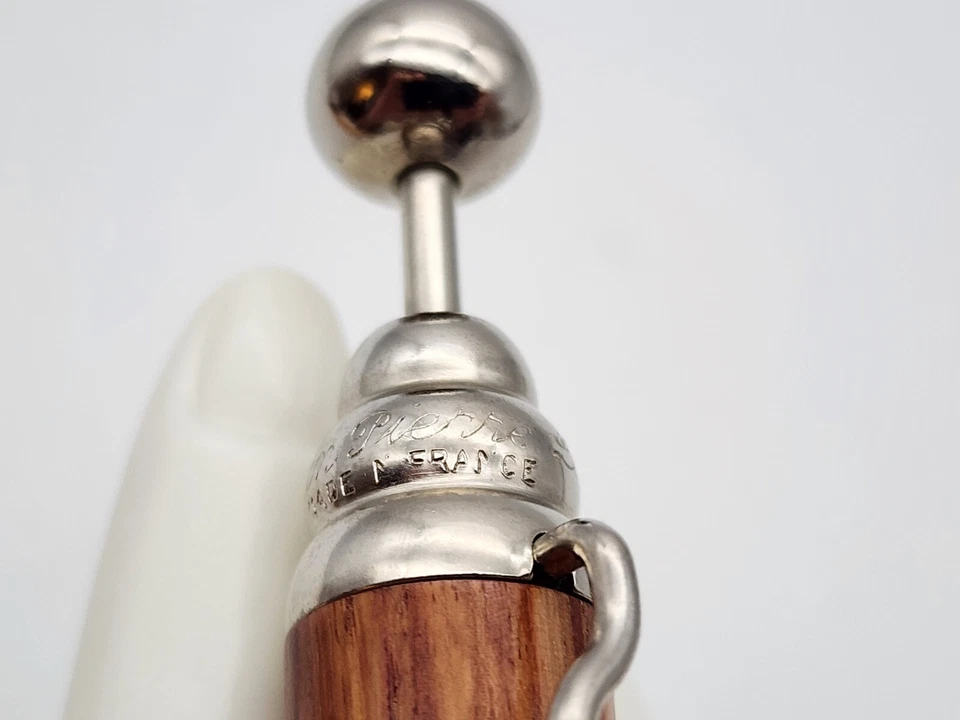 VINTAGE JEAN PIERRE LEPINE FRANCE 6" ZIG ZAG BALL PT PEN BROWN WOODGRAIN EX.COND - image 4 of 4
