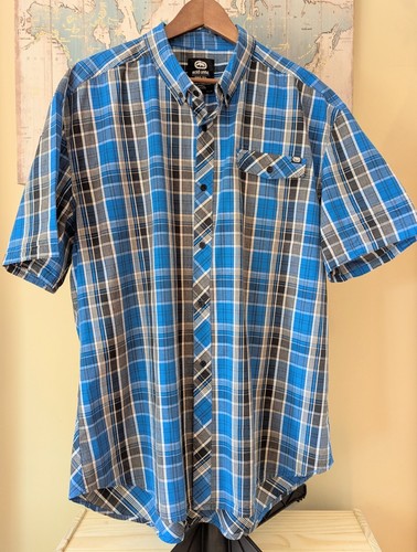 Men's XXL Short Sleeve Ecko Unlimited Blue Plaid Button Down Shirt
