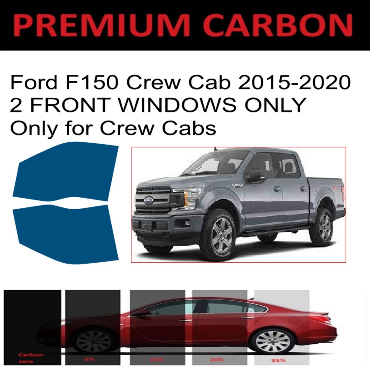 Precision Films Nano Carbon Tint Precut Front Window Tint For Ford F-150 Super Crew (2004-2008) - Choose Your Shade Pre Cut Window Tint - Foto 9