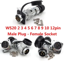 WS20 2-12 Pin Waterproof IP67 Wire Connector Plug ,CNC Power Cable Connector
