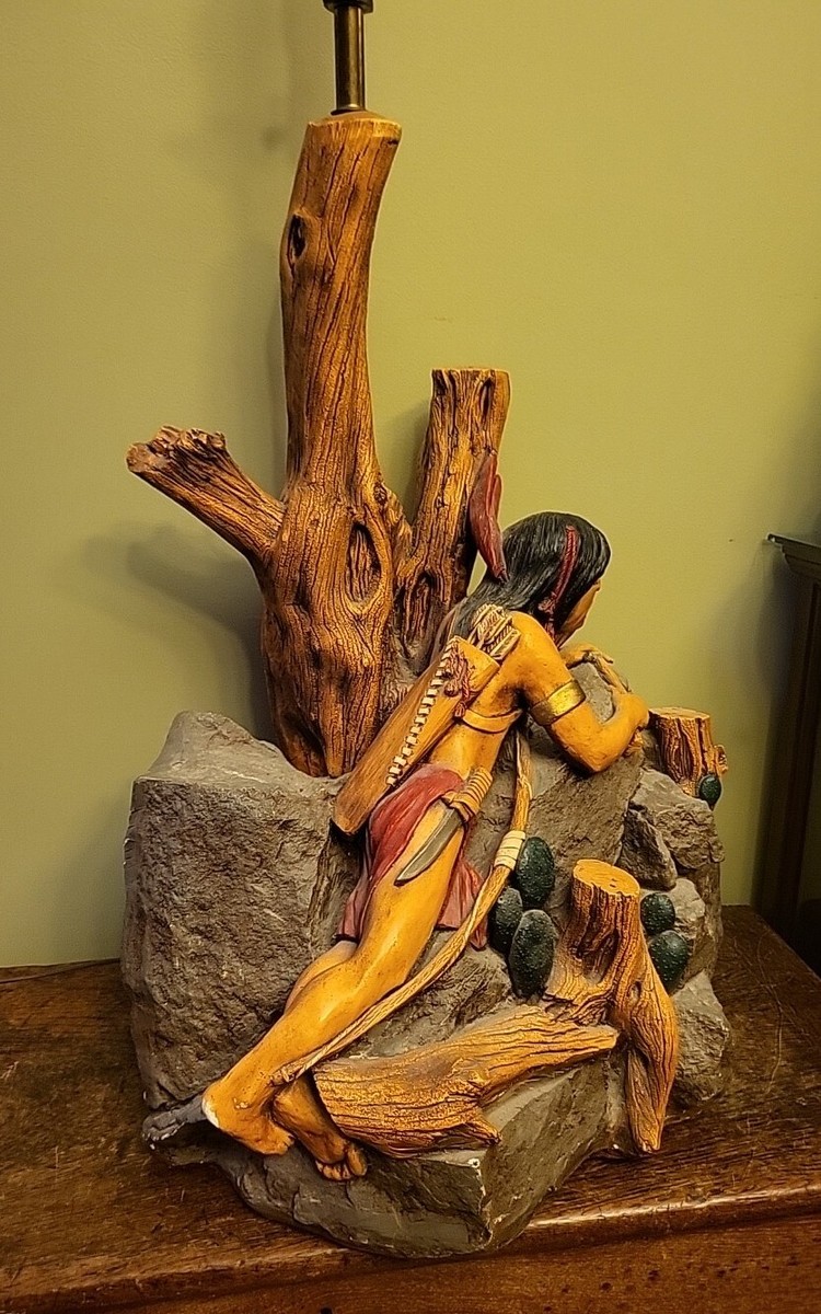 Vintage LARGE Native American Hunting/ Stalking Indian Chalkware