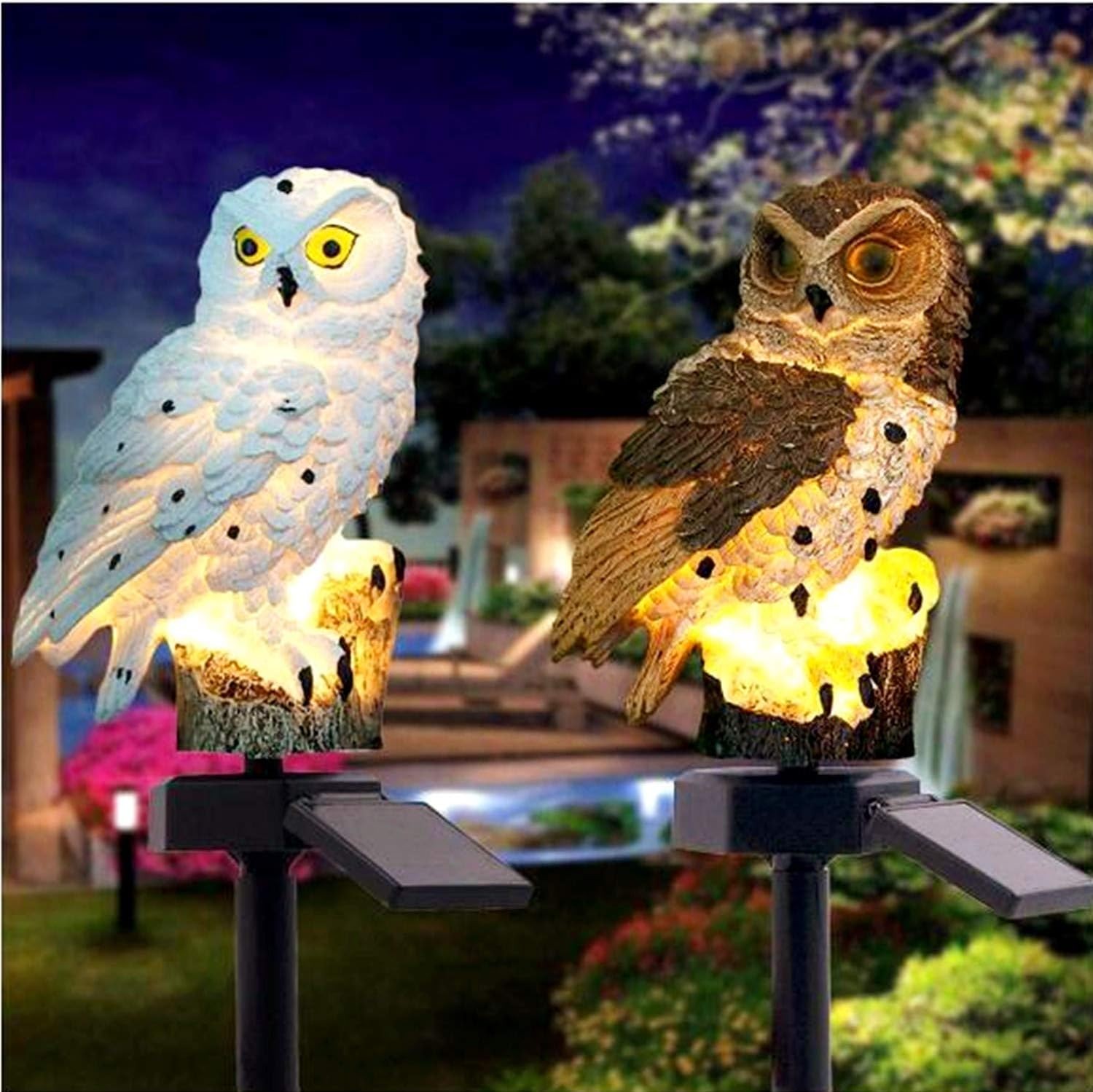 Owl Solar LED Garden Light Outdoor Waterproof Lawn Ornament, Decorative Owl Sta