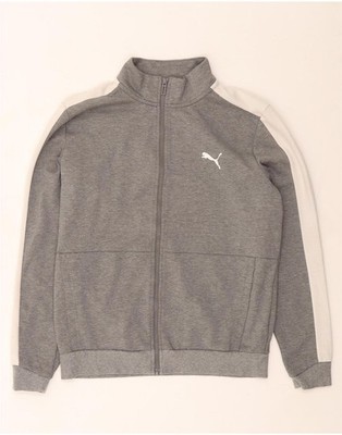 PUMA Mens Tracksuit Top Jacket Medium Grey Colourblock Cotton DD22