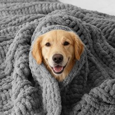 Light Grey Chunky Knit Throw Blanket for Couch, Thick Warm Cozy Soft Chenille...