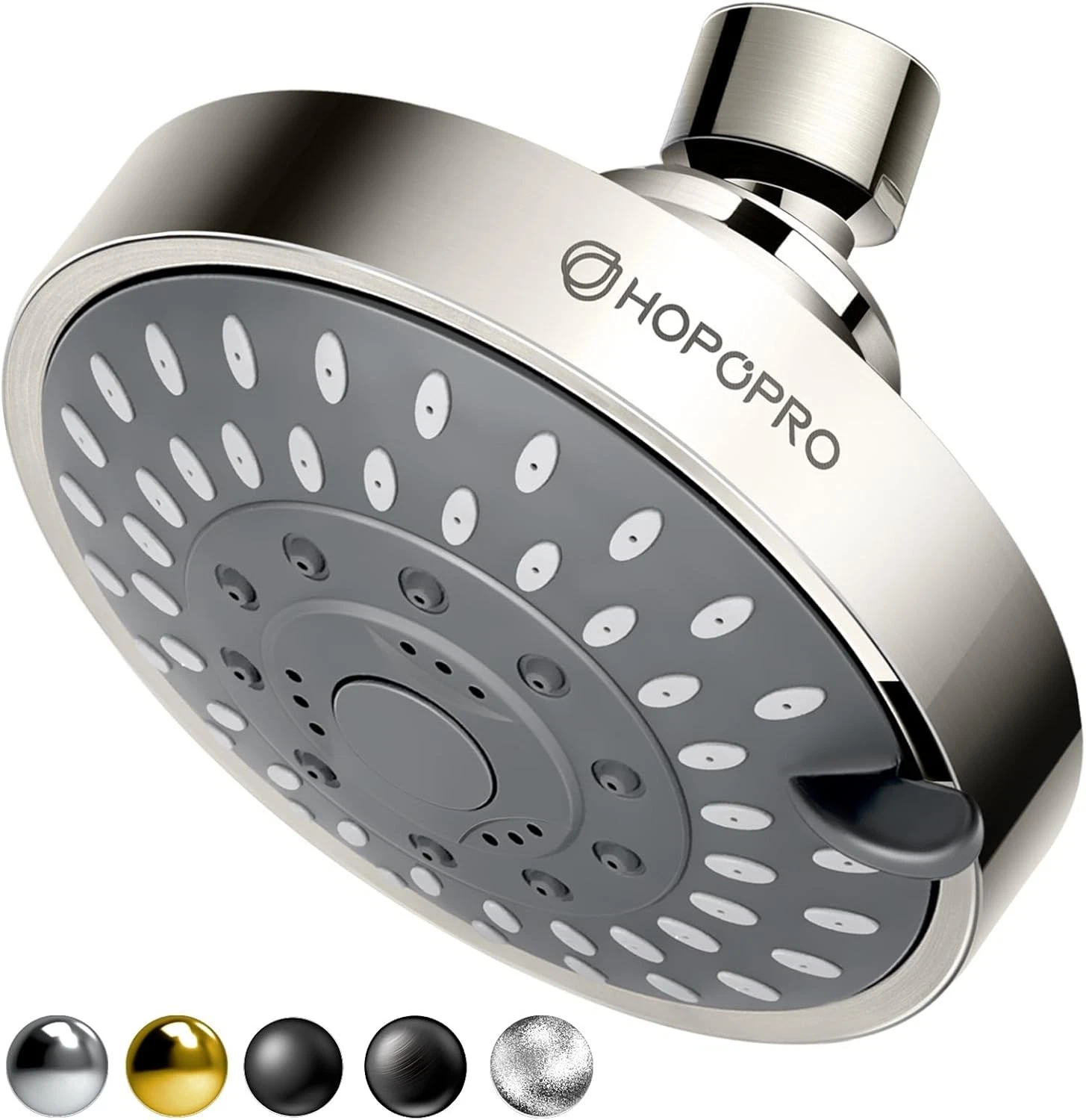 HOPOPRO 5-Mode High Pressure Shower Head - the Washington 4 Inch, Chrome
