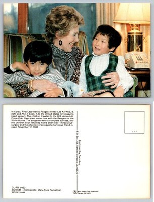 Nancy Reagan White House Korean Children Lee Kil Woo Ahn Ji Sook Postcard 1983