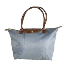 Longchamp Le Pliage Nylon Steel Gray Large Top Handle Travel Tote Bag  Handbag 