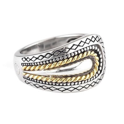 Andrea Candela 18k Gold & Sterling abstraktes Kabeldesign Bandring ACR246-GSL
