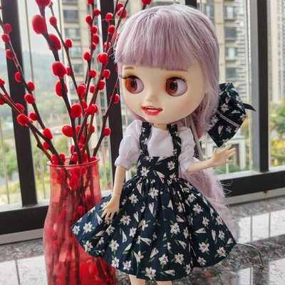 12'' Factory Blyth Doll Purple Mixed Hair Jointed Body Smile Mouth With Outfits