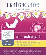 Natracare Ultra Extra Pads with Wings, Long, 8 Count
