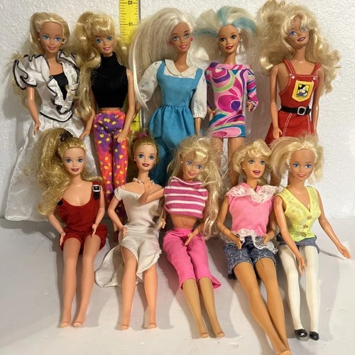 Vintage Blonde Hair Barbie Dolls Lot Of 10 /1968.  Hair Brush Included For Each