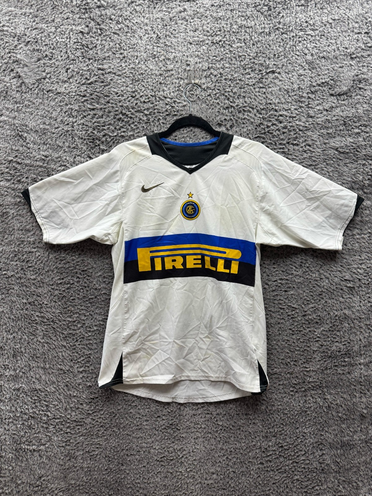 Vintage Nike Inter Milan 2005-2006 Away Kit Football Jersey White Mens Size S