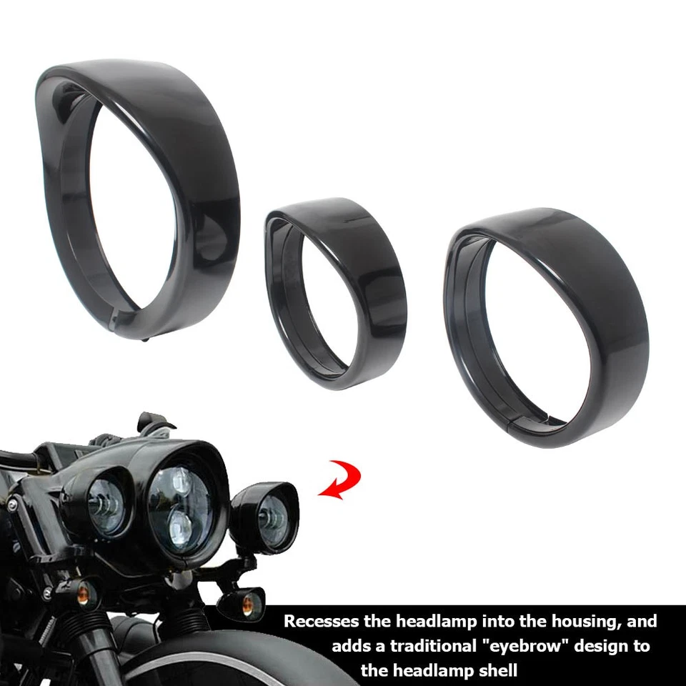 7" Headlight 4.5" Passing Fog Lamp Trim Ring Bezel Visor Cover Fit For Road King — 第 3/4 张图片