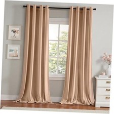 Velvet Curtains Elegant Grommet Thermal 52"W x 96"L Pack of 2 Blush Beige