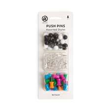 U Brands Push Pins Variety Pack, Office Supplies, with Round Pins, Clear Pins...