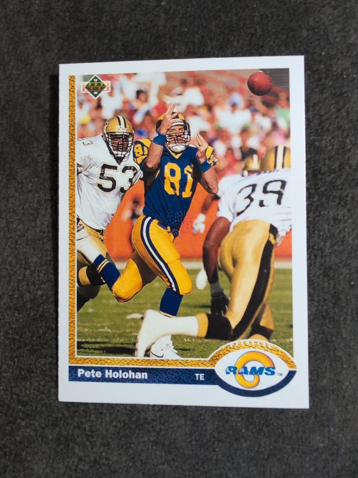 1991 Upper Deck #182 Pete Holohan – Los Angeles Rams Football Card