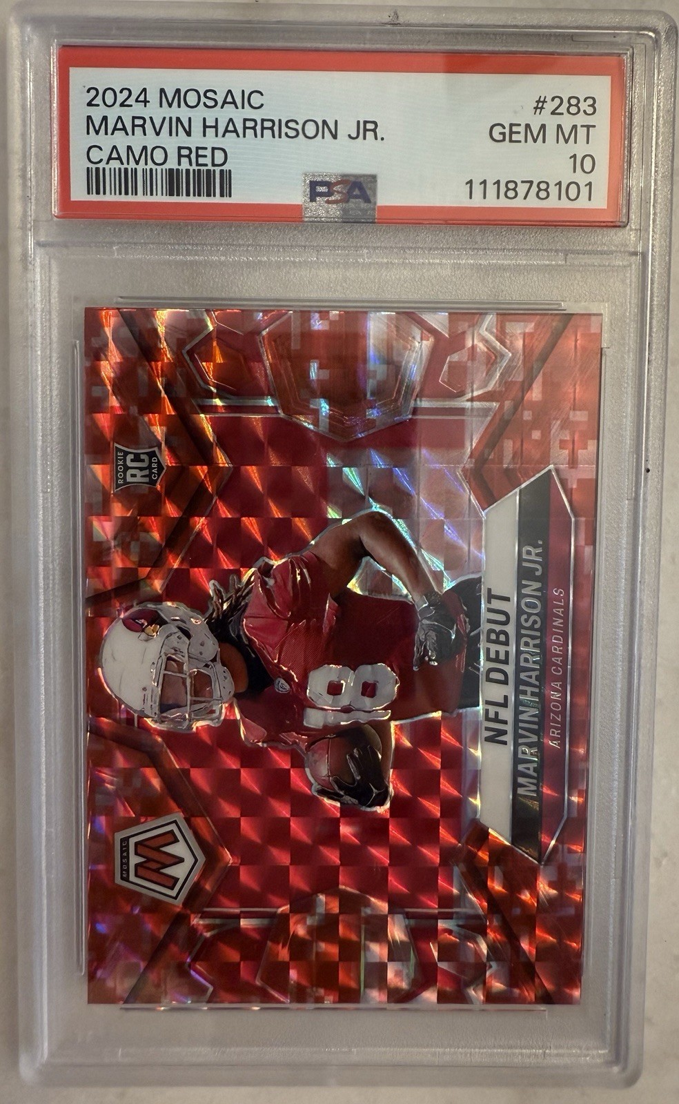 2024 Panini Mosaic Marvin Harrison Jr. #283 Red Mosaic Rookie PSA 10