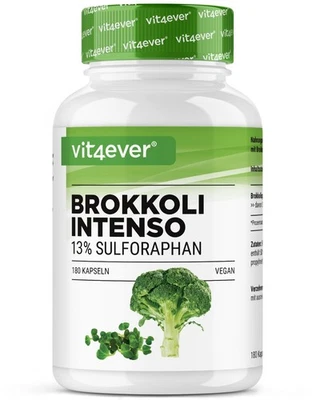 VIT4EVER Estratto di Broccoli - 180 Capsule (Vegan) 1220 mg/die 10% Sulforafano Alto Dosaggio