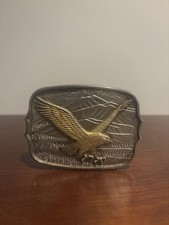 Vintage American Eagle Patriotic Brass Metal Belt Buckle Numbered  Clean   