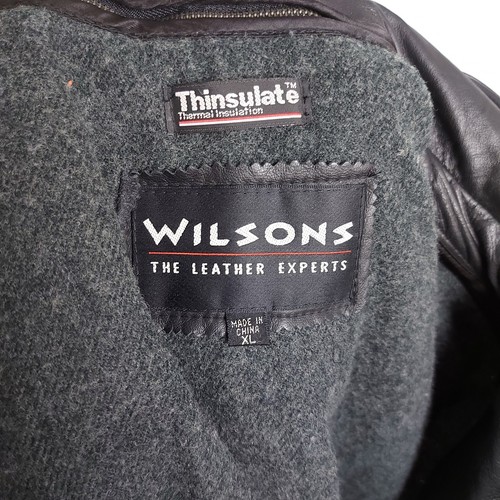 Vintage Wilsons Supple Leather Jacket Mens XL Black 3M Thinsulate Lining - Picture 4 of 15