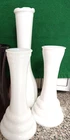 3 Vintage Milk Glass Sing le Bud Vases 6" Tall Twins + 1-8.8" Tall Ridged