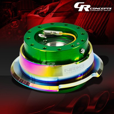 NRG UNIVERSAL STEERING WHEEL QUICK RELEASE ADAPTOR GEN 2.8 GREEN+IRIDIUM RING