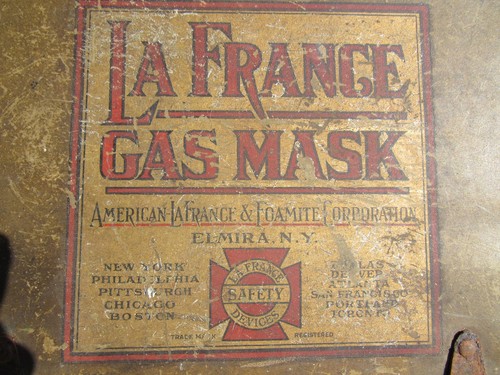 VINTAGE ORIGINAL AMERICAN LA FRANCE FIRE ENGINE GAS MASK CARRYING CASE