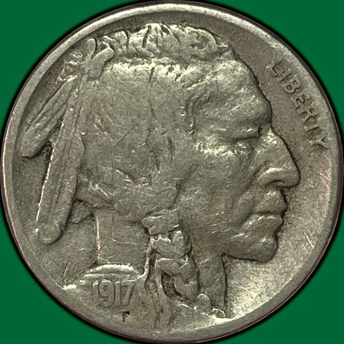 1917-S Buffalo Nickel Very Fine VF Coin, Faint Scratch #36975