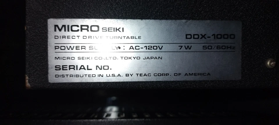 MICRO SEIKI DDX-1000 Direct Drive Analog  Turntable USA Power Voltage Foto 2 de 4
