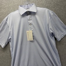 Collars  Co Dress Collar Polo Shirt Mens Small Blue Check Performance Stretch