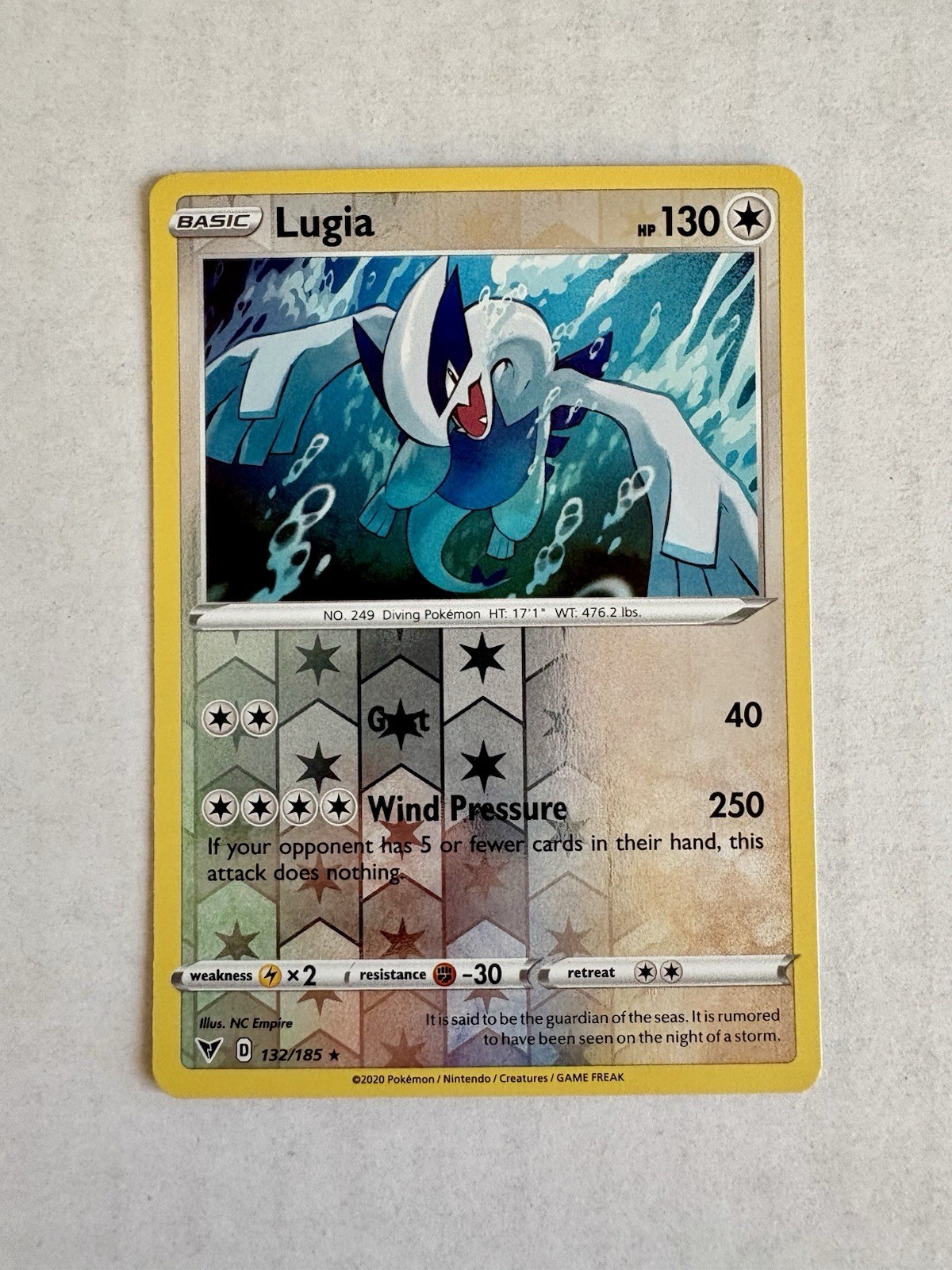Lugia 132/185 Reverse Holo Rare Pokémon SWSH04 Vivid Voltage Near Mint NM