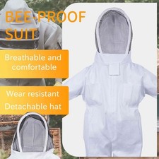 Bee Suit XXL with Veil Hood Full Body Protective Beekeeping Suits White