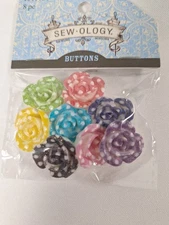 Sewology Pastels Rose Shank Buttons With Polka Dots 8 Pieces New