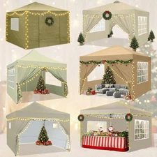 10'x10' Pop up Canopy Tent Waterproof & UPF50+ Outdoor Gazebo with 4 Sidewalls