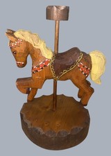 Hand Carved Wood Carousel Horse 9" 6" Vintage 1986 Artist Signed