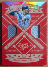 Carlos Correa 2019 Panini Leather & Lumber Dual Jersey/Glove #LLD-CC 24/25