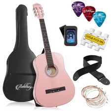 OPEN BOX - 38-inch Beginner Acoustic Guitar Package -Pink, Starter Kit