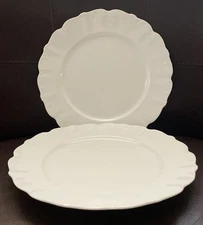 Set of 2 PL Limoges White Scalloped Luncheon/ Salad Plates 8 1/4” France