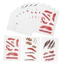 110PCS Fake Scars Halloween Temporary Tattoos 3D Temporary Makeup Kit Horror