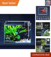 Rimless Glass Aquarium Starter Kit 3 Gal, Ultra Clear Low Iron Glass Fish Tan...