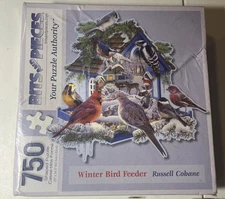 NEW Bits and Pieces 750 Piece Shaped Jigsaw Puzzle Winter Bird Feeder Beautiful!
