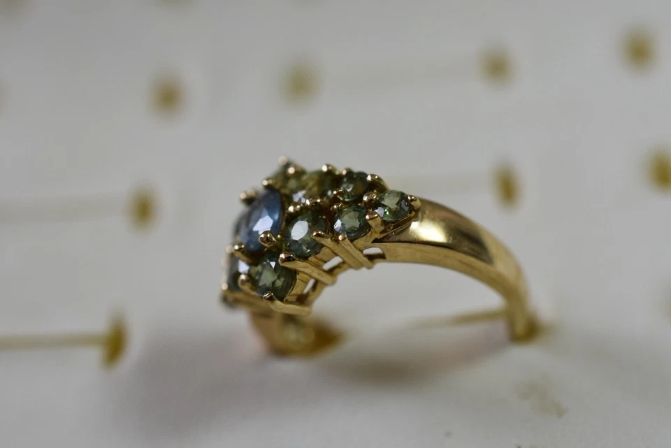 Anillo Gems Tv Oro Amarillo 9ct Zafiro Azul y Verde Talla N Foto 4 de 4