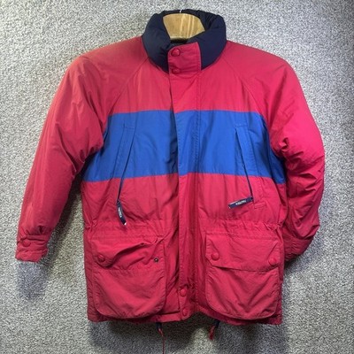 Vintage Nautica Jacket Mens M Red Blue Down Parka Elastic Waist Logo Collar 90s